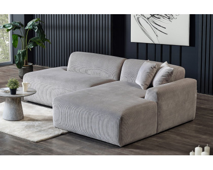 Ashcroft Mar Sectional Velvet Sofa - Gray, Right Facing