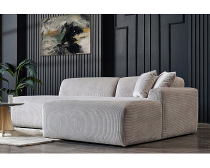 Ashcroft Mar Sectional Velvet Sofa - Gray, Right Facing