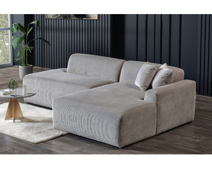 Ashcroft Mar Sectional Velvet Sofa - Gray, Right Facing