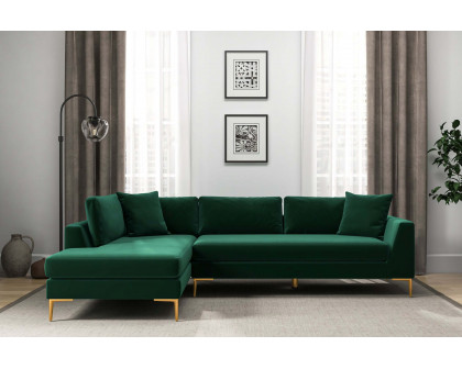 Ashcroft - Mano L-Shaped Velvet Sectional Sofa