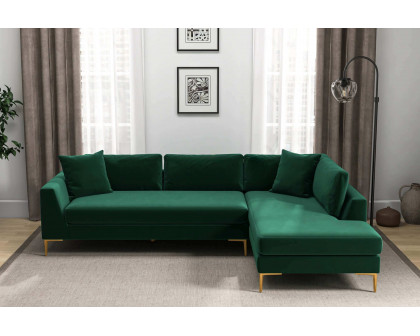 Ashcroft - Mano L-Shaped Velvet Sectional Sofa