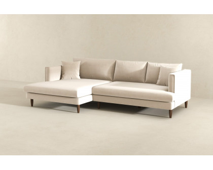 Ashcroft Blake L-Shaped Sectional Sofa Left Facing - Cream, Velvet