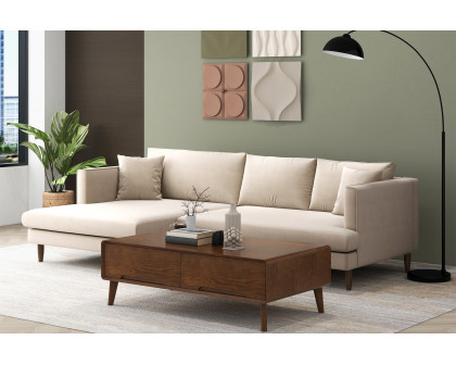 Ashcroft Blake L-Shaped Sectional Sofa Left Facing - Cream, Velvet