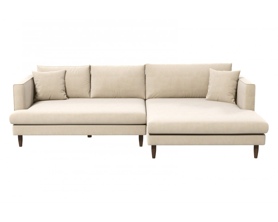 Ashcroft Blake L-Shaped Sectional Sofa Right Facing - Cream, Velvet