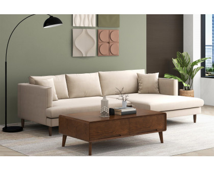 Ashcroft Blake L-Shaped Sectional Sofa Right Facing - Cream, Velvet