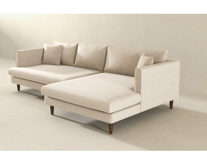 Ashcroft Blake L-Shaped Sectional Sofa Right Facing - Cream, Velvet