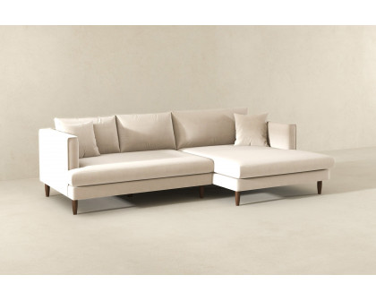 Ashcroft Blake L-Shaped Sectional Sofa Right Facing - Cream, Velvet