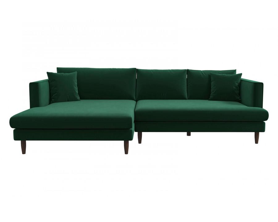 Ashcroft Blake L-Shaped Sectional Sofa Left Facing - Green, Velvet