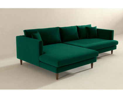 Ashcroft Blake L-Shaped Sectional Sofa Left Facing - Green, Velvet