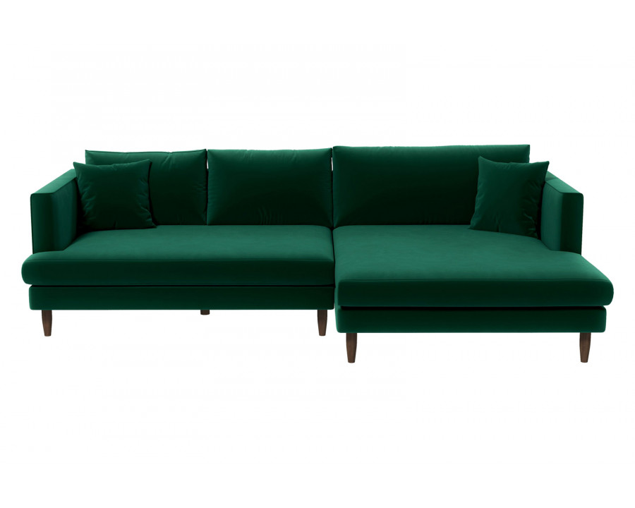 Ashcroft Blake L-Shaped Sectional Sofa Right Facing - Green, Velvet