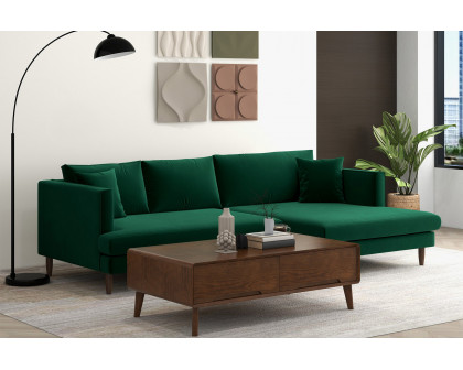 Ashcroft Blake L-Shaped Sectional Sofa Right Facing - Green, Velvet