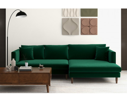 Ashcroft Blake L-Shaped Sectional Sofa Right Facing - Green, Velvet