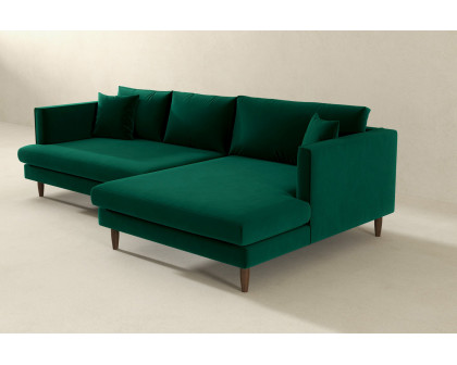 Ashcroft Blake L-Shaped Sectional Sofa Right Facing - Green, Velvet