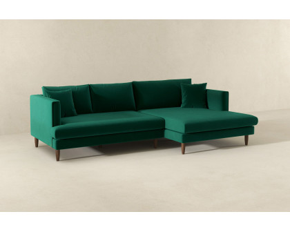 Ashcroft Blake L-Shaped Sectional Sofa Right Facing - Green, Velvet