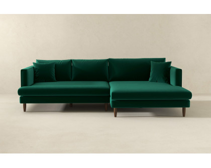 Ashcroft Blake L-Shaped Sectional Sofa Right Facing - Green, Velvet