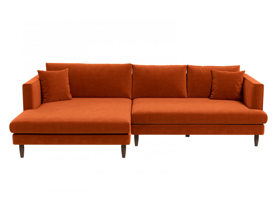 Ashcroft Blake L-Shaped Sectional Sofa Right Facing - Orange, Velvet