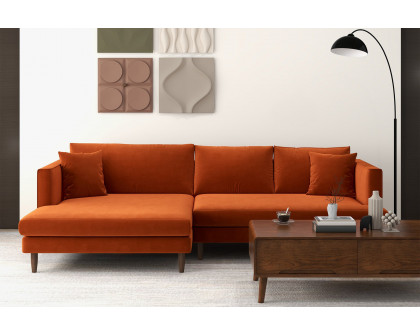 Ashcroft Blake L-Shaped Sectional Sofa Right Facing - Orange, Velvet