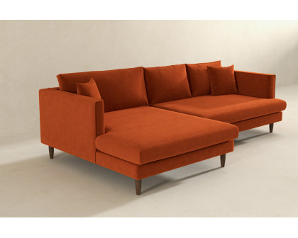 Ashcroft Blake L-Shaped Sectional Sofa Right Facing - Orange, Velvet