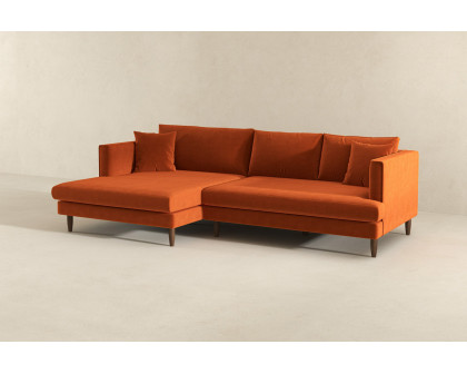 Ashcroft Blake L-Shaped Sectional Sofa Right Facing - Orange, Velvet