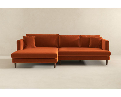 Ashcroft Blake L-Shaped Sectional Sofa Right Facing - Orange, Velvet