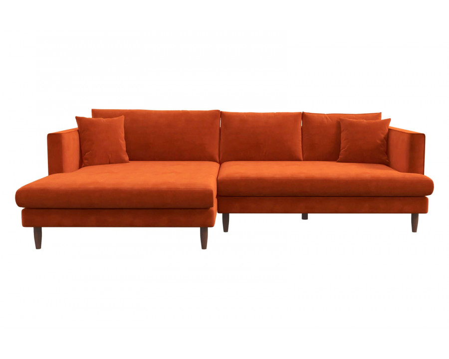 Ashcroft Blake L-Shaped Sectional Sofa Left Facing - Orange, Velvet