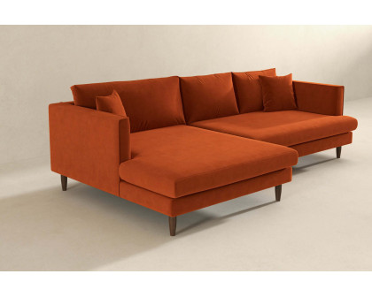 Ashcroft Blake L-Shaped Sectional Sofa Left Facing - Orange, Velvet