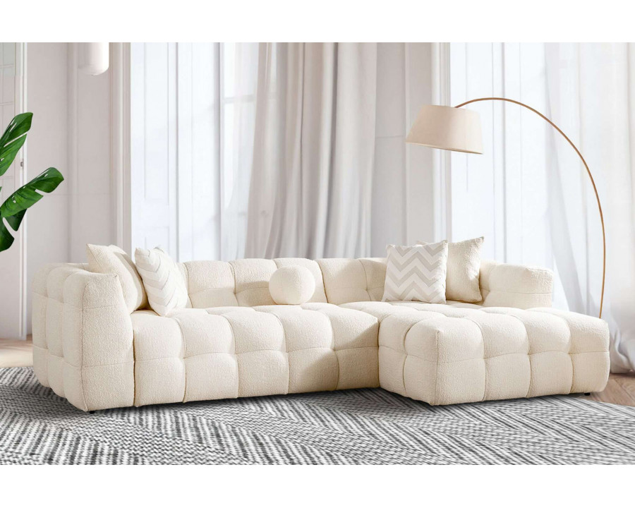 Ashcroft Alana Tufted Boucle Right Sectional Sofa - Ivory