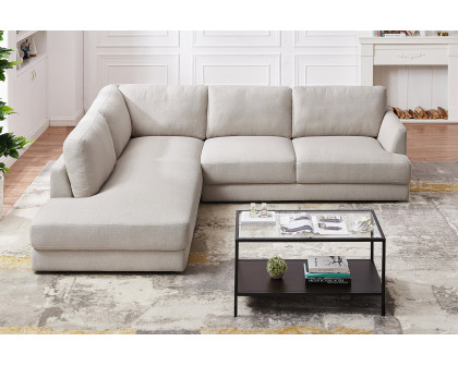 Ashcroft Glander Cozy Sectional Sofa - Cream, Left Facing