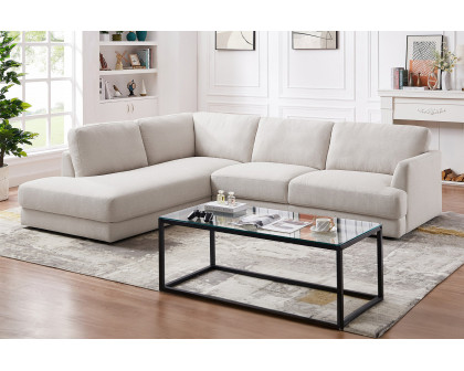 Ashcroft Glander Cozy Sectional Sofa - Cream, Left Facing