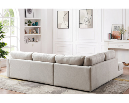 Ashcroft Glander Cozy Sectional Sofa - Cream, Left Facing