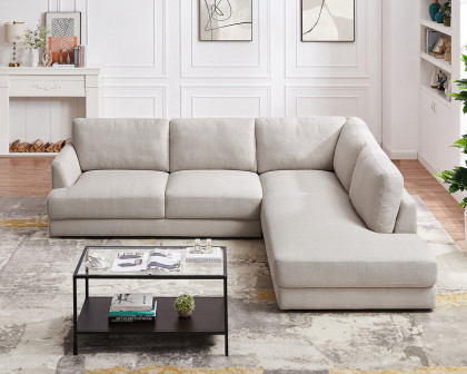 Ashcroft Glander Cozy Sectional Sofa - Cream, Right Facing