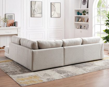 Ashcroft Glander Cozy Sectional Sofa - Cream, Right Facing