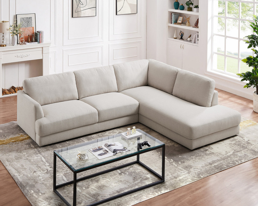 Ashcroft Glander Cozy Sectional Sofa - Cream, Right Facing