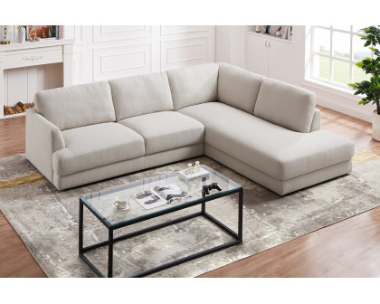 Ashcroft Glander Cozy Sectional Sofa - Cream, Right Facing