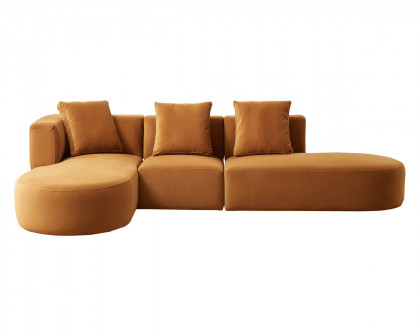 Ashcroft Orby Velvet Sectional Sofa - Cognac, Left Facing