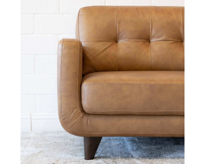 Ashcroft - Allison Tufted Back Genuine Leather Sofa in Cognac Tan