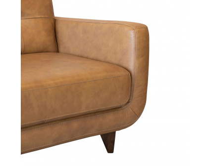 Ashcroft - Allison Tufted Back Genuine Leather Sofa in Cognac Tan