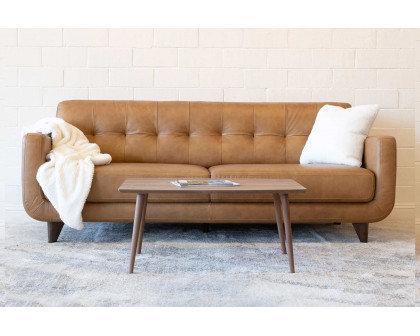 Ashcroft - Allison Tufted Back Genuine Leather Sofa in Cognac Tan