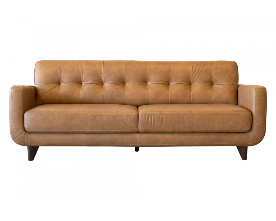 Ashcroft - Allison Tufted Back Genuine Leather Sofa in Cognac Tan