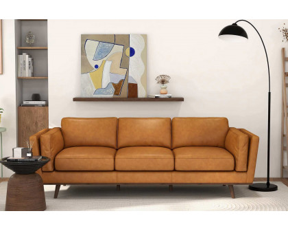 Ashcroft - Chase Mid-Century Modern Genuine Leather Sofa