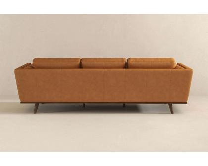 Ashcroft Chase Mid-Century Modern Genuine Leather Sofa - Tan