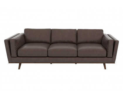 Ashcroft - Chase Mid-Century Modern Genuine Leather Sofa