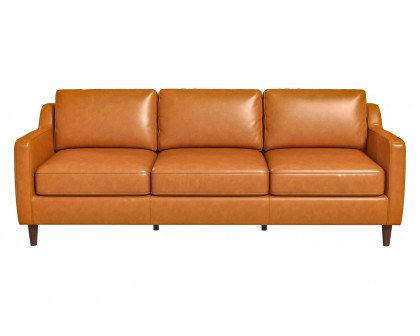 Ashcroft - Cooper Mid-Century Modern Leather Sofa in Tan