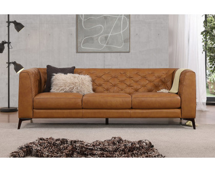 Ashcroft Fargo Leather Sofa - Tan