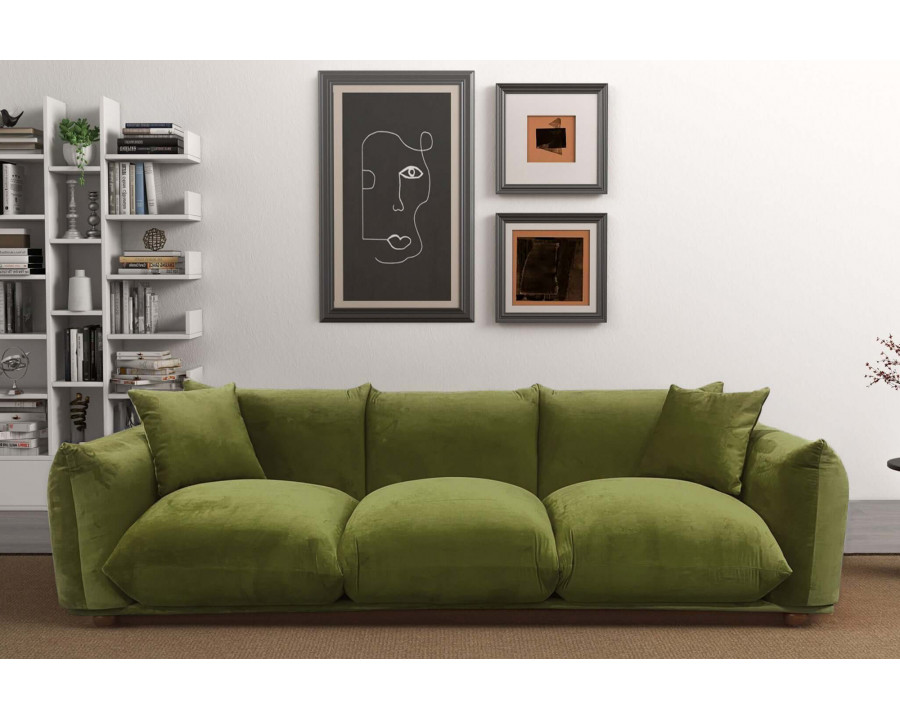 Ashcroft Arlo Velvet Sofa -  Olive Green