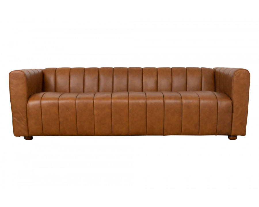 Ashcroft - Elrosa Channel Tufted Sofa in Cognac