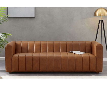 Ashcroft - Elrosa Channel Tufted Sofa in Cognac