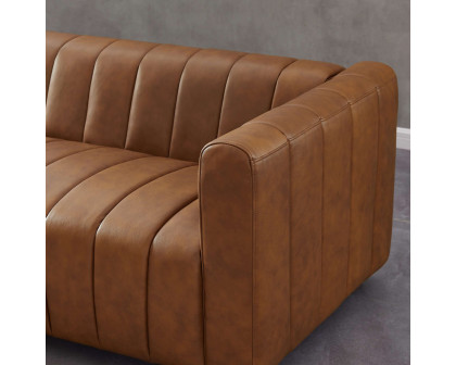 Ashcroft - Elrosa Channel Tufted Sofa in Cognac