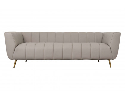 Ashcroft LaMattina Genuine Italian Leather Channel Tufted Sofa - Gray