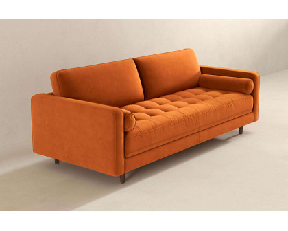 Ashcroft Anthony Pillow Back Velvet Sofa - Burnt Orange